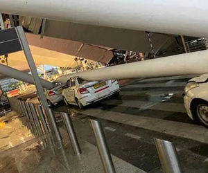 سقوط ستون‌های سقف فرودگاهی در هند یک کشته برجای گذاشت + فیلم