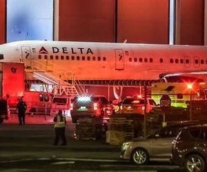 انفجار لاستیک هواپیما جان دو کارمند دلتا در فرودگاه گرفت! +عکس