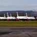 تصویری از هواپیماهای ایرباس A320 و A321 هواپیمایی بریتانیا، پارک شده در باند فرودگاه Glasgow اسکاتلند