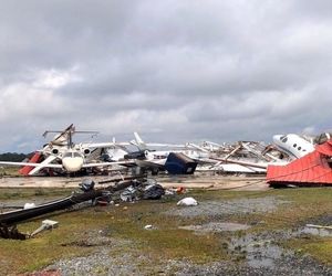 تصویری از آنچه که گردباد بر سر فرودگاه مونرو آورده 