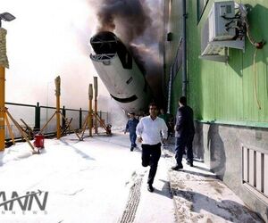 هواپیماى از رده خارج ماهان در فرودگاه امام آتش گرفت. آتش نشانان در تلاشند