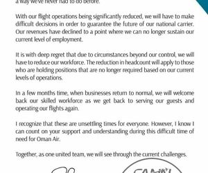 پیام مدیرعامل شرکت هواپیمایی عمان درباره تعدیل نیرو در این شرکت: