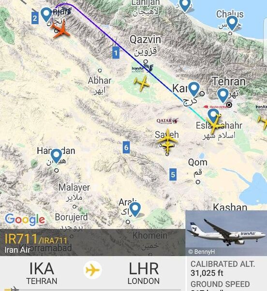بازگشت پرواز تهران-لندن ایران ایر به مبدا