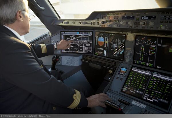 ارائه نخستین A350 XWB با صفحه نمایش لمسی کاکپیت