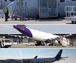 فروریختن چرخ دماغه ایرباس A۳۰۰ شرکت FedEx در فرودگاه بالتیمور