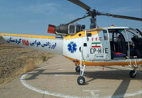 انتقال مصدوم تصادفی به بیمارستان توسط بالگرد اورژانس کردستان
