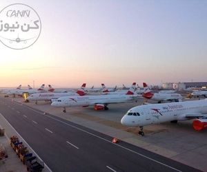 تصاویر ثبت شده از فرودگاه وین ناوگان هواپیماهای زمینگیر شده خطوط هوایی اتریش را نشان می‌دهد. 