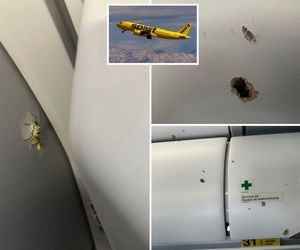 هواپیمای اسپیریت ایرلاینز به رگبار بسته شد +فیلم