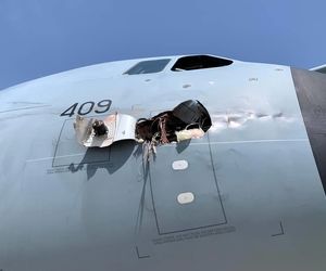 تصویری از خسارت وارده بر ایرباس A400M نیروی هوایی اسپانیا در برخورد با پرنده