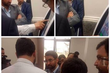 بازدید مهندس آذری جهرمی وزیر ارتباطات و فناوری اطلاعات از کیوسک سلف چکین فرانگر در مرکز رشد دانشگاه امیرکبیر 