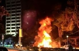 سقوط یک موشک ناشناس
در نزدیکی فرودگاه نظامی «المزه»