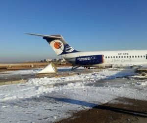 خروج یک فروند هواپیمای MD83 هواپیمایی کاسپین از مسیر باند فرودگاه ماهشهر