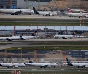 هواپیماهای لوفتهانزا در فرودگاه باز نشده برلین پارک شدند