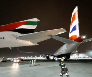 برخورد سکان افقی بویینگ ۷۷۷ شرکت هواپیمایی امارات با سکان افقی ایرباس A350-1000 شرکت هواپیمایی امارات در فرودگاه بین‌المللی دبی