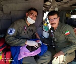 تولد نوزاد در بالگرد هوانیروز کرمانشاه