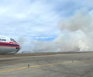 آتش‌سوزی در فرودگاه چی‌تا کادالای روسیه +فیلم
